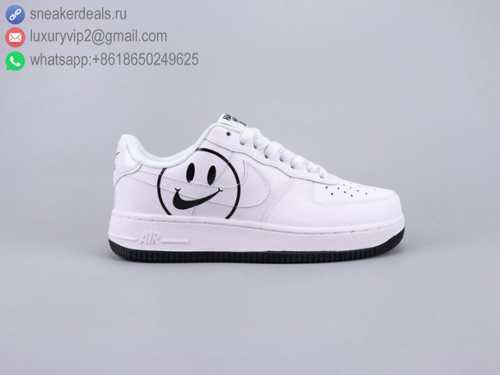 NIKE AIR FORCE 1 '07 LV8 ND LOW SMILE FACE WHITE UNISEX LEATHER SKATE SHOES
